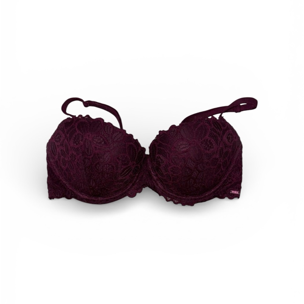 118. PINK Victoria's Secret Lace Bra - Rich Burgundy Size 34D